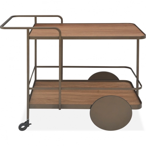 Wine Cart in Walnut Finish Wood & Metal